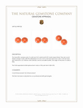 0.91&nbsp;Ct.Tw.Total Carat Weight Cabochon Coral Pair from Italy Appraisal