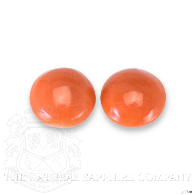 0.91 Ct.Tw. Cabochon Coral Pair from Italy