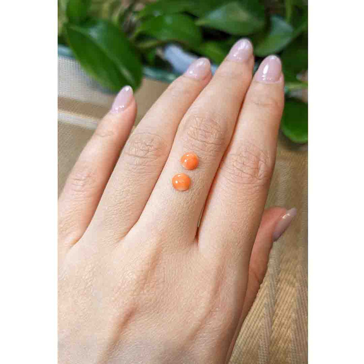 0.83 Ct.Tw. Cabochon Coral Pair from Italy