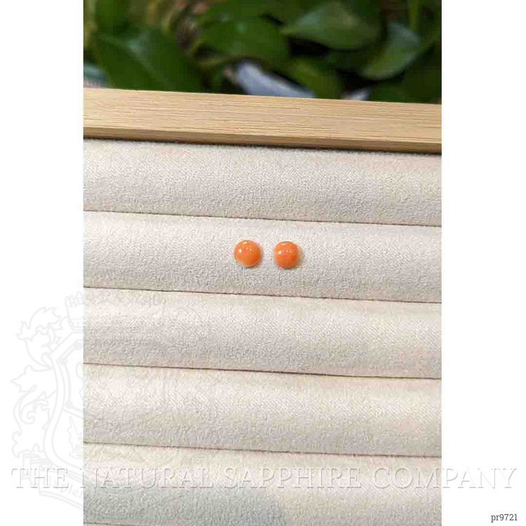 0.83 Ct.Tw. Cabochon Coral Pair from Italy