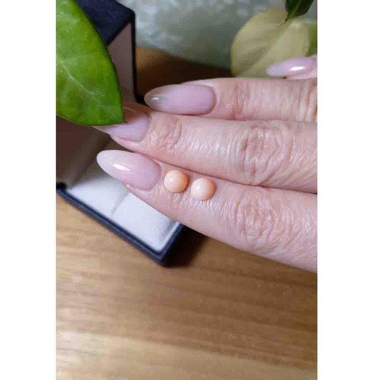 2.27 Ct.Tw. Cabochon Coral Pair from Italy