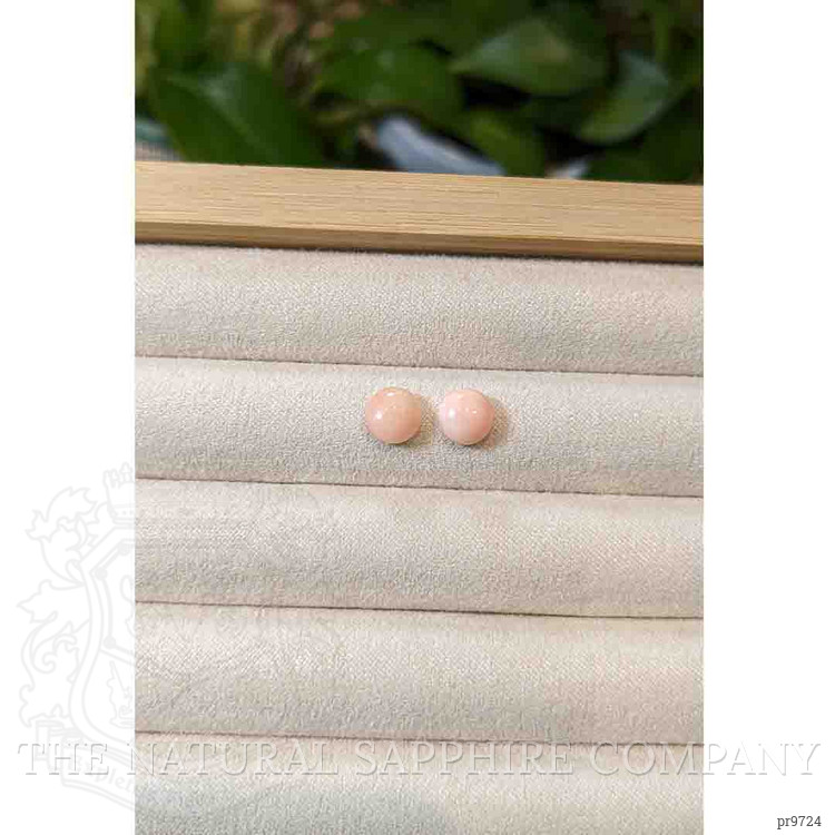 2.78 Ct.Tw. Cabochon Coral Pair from Italy