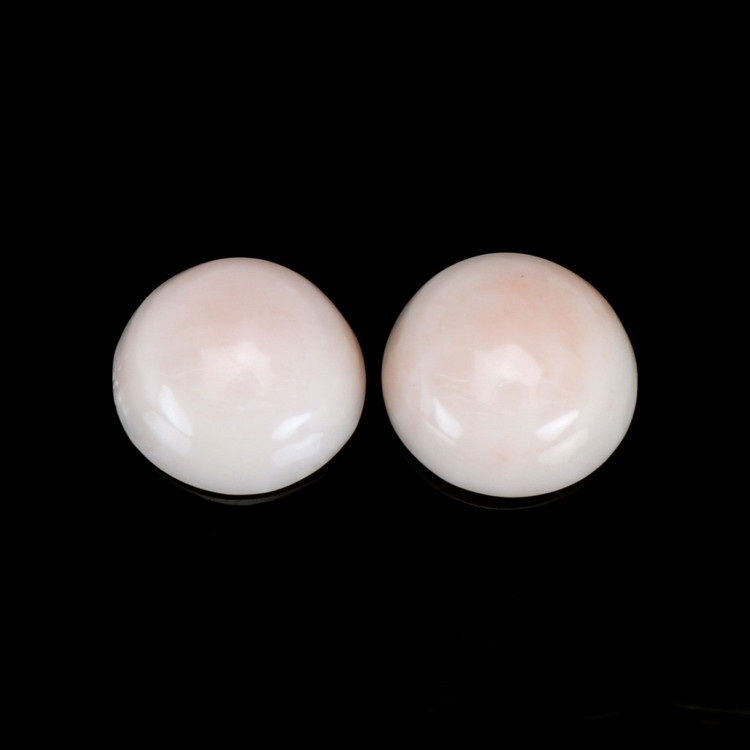 3.62 Ct.Tw. Cabochon Coral Pair from Italy