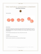 0.75&nbsp;Ct.Tw.Total Carat Weight Cabochon Coral Pair from Italy Appraisal