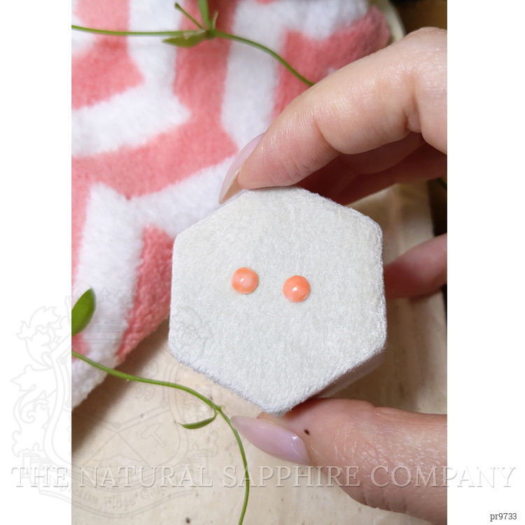 0.75 Ct.Tw. Cabochon Coral Pair from Italy