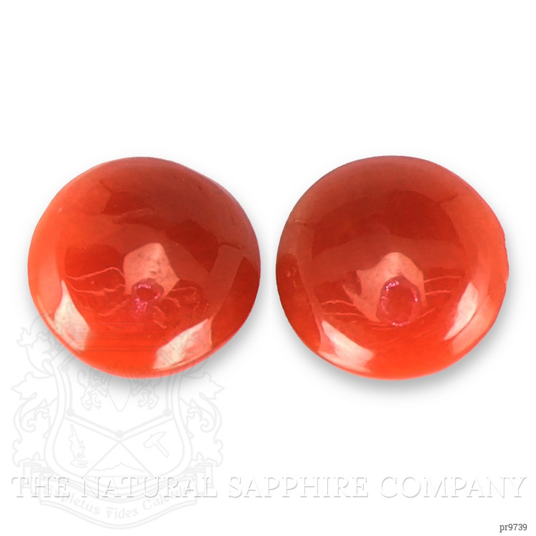 0.56 Ct.Tw. Cabochon Coral Pair from Italy