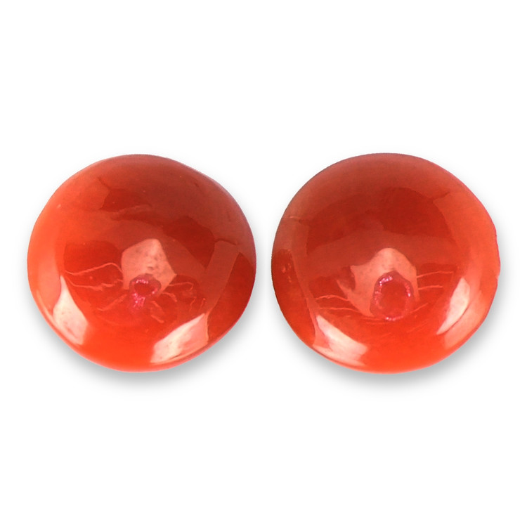 0.56 Ct.Tw. Cabochon Coral Pair from Italy