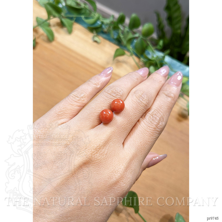 10.81 Ct.Tw. Cabochon Coral Pair from Italy