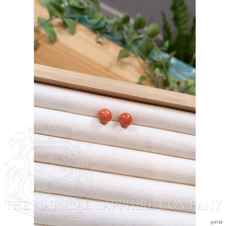 10.81 Ct.Tw. Cabochon Coral Pair from Italy