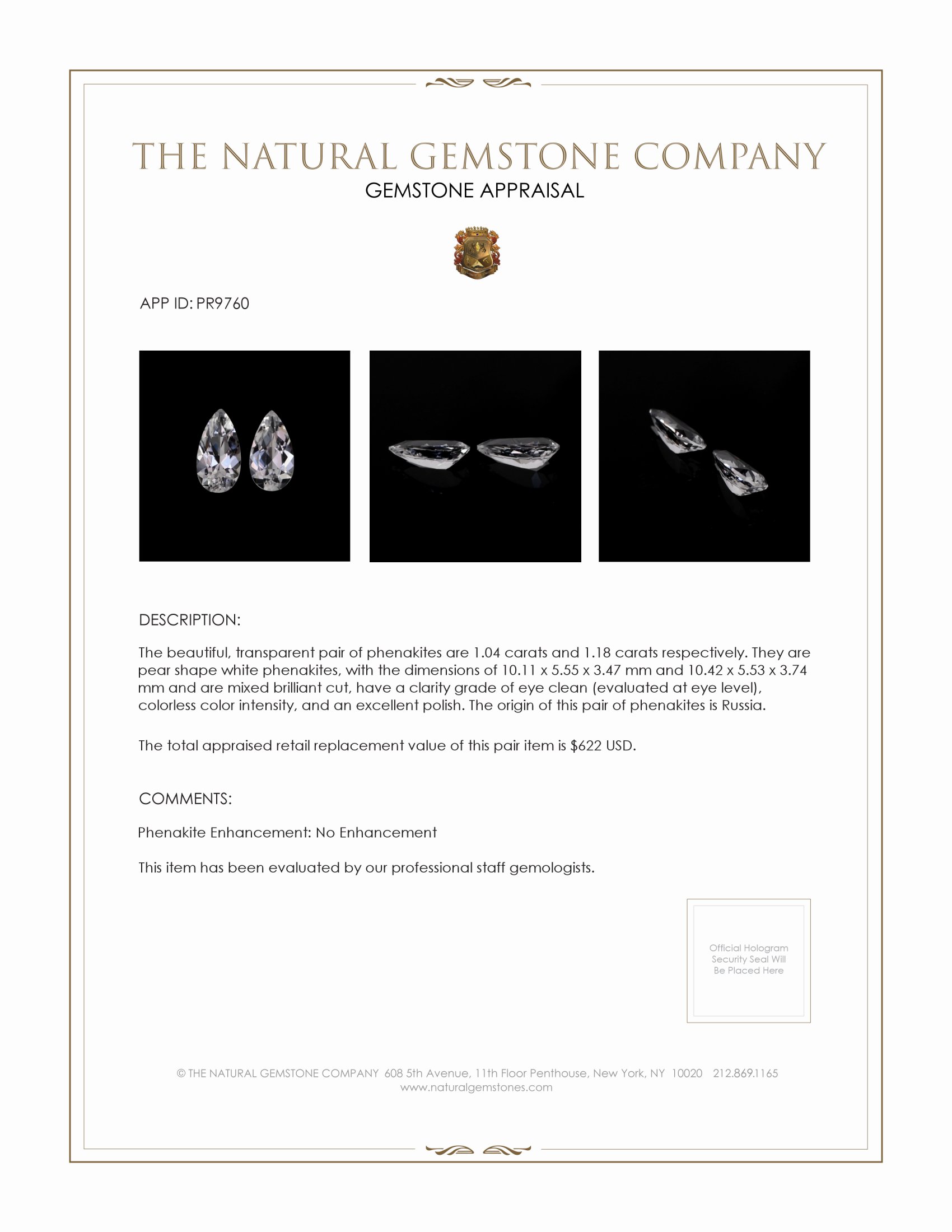 2.22 Ct.Tw. Phenakite Pair from Russia