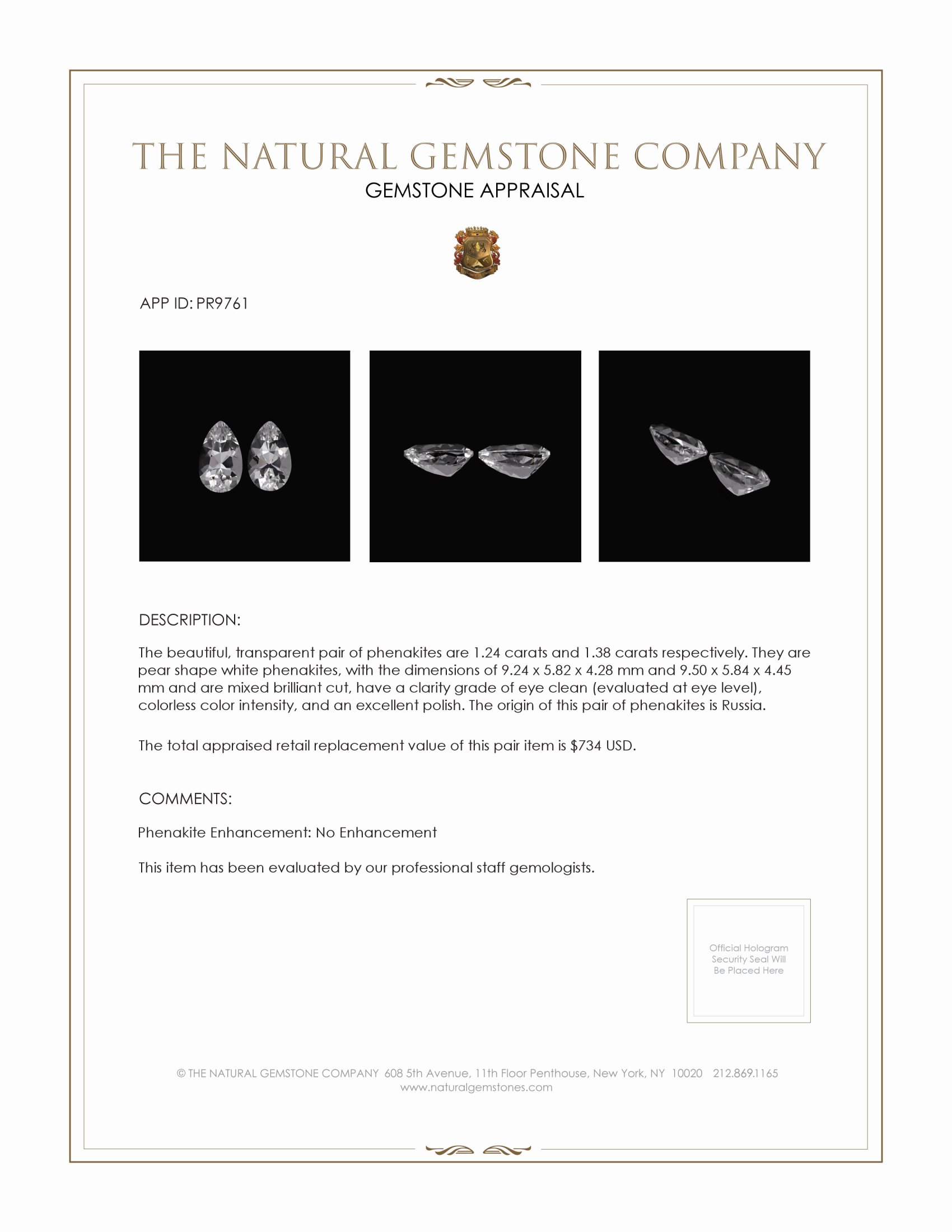 2.62 Ct.Tw. Phenakite Pair from Russia