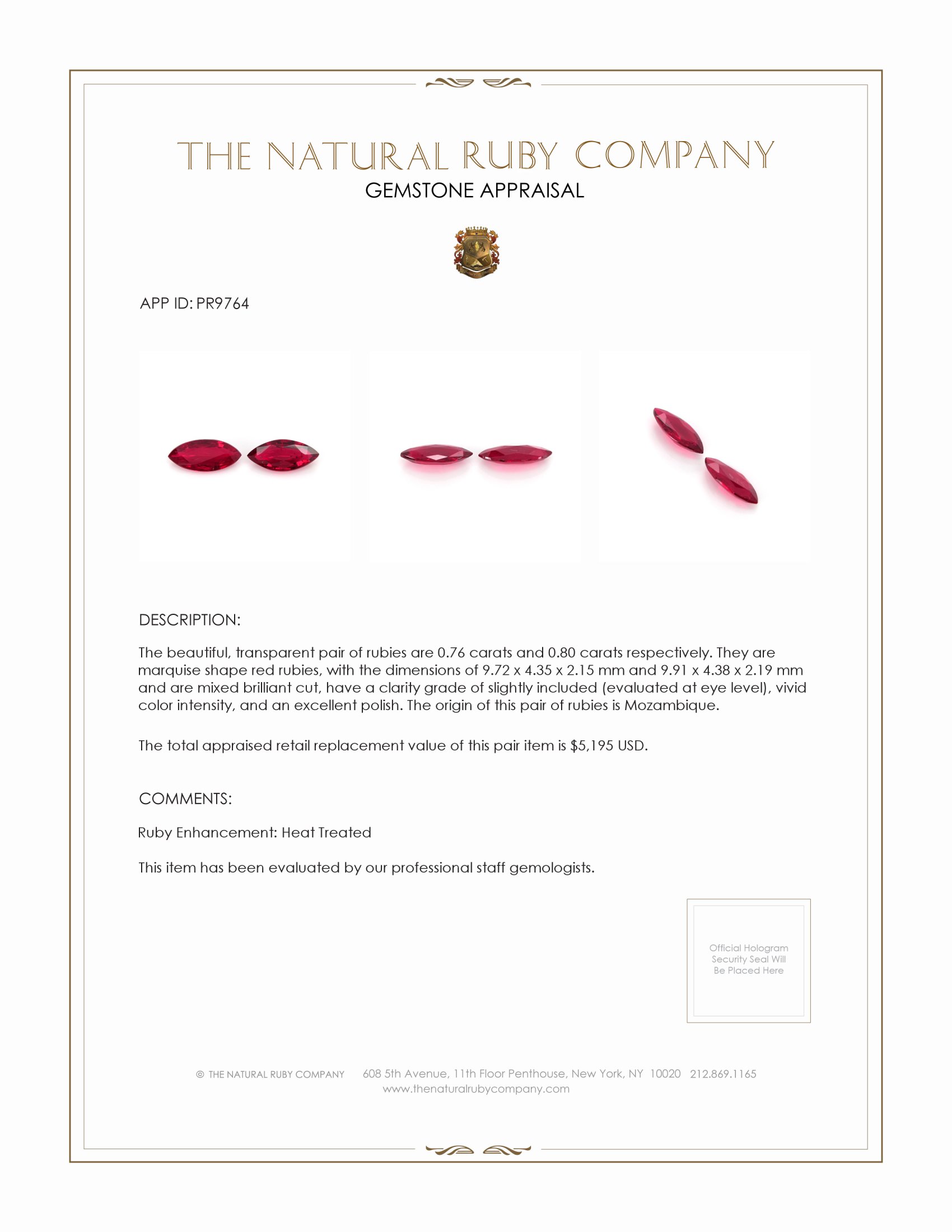 1.56 Ct.Tw. Ruby Pair from Mozambique