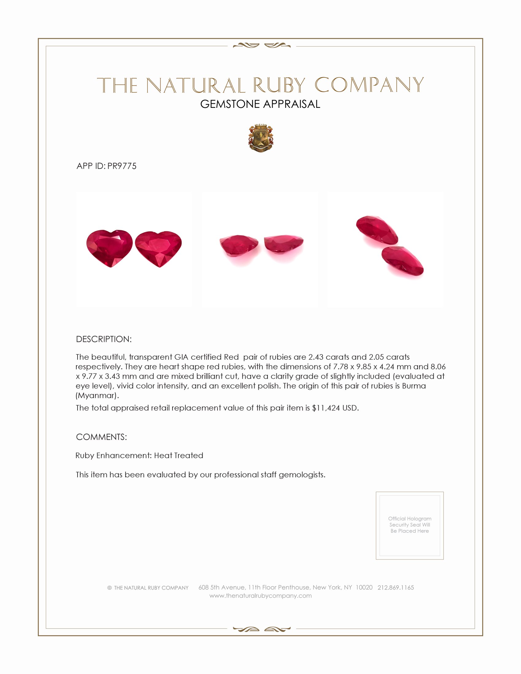 4.48 Ct.Tw. Ruby Pair from Burma (Myanmar)