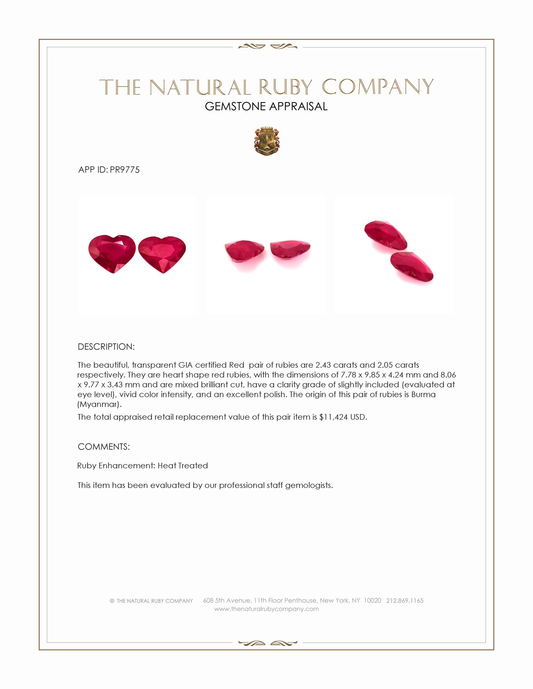 4.48 Ct.Tw. Ruby Pair from Burma (Myanmar)