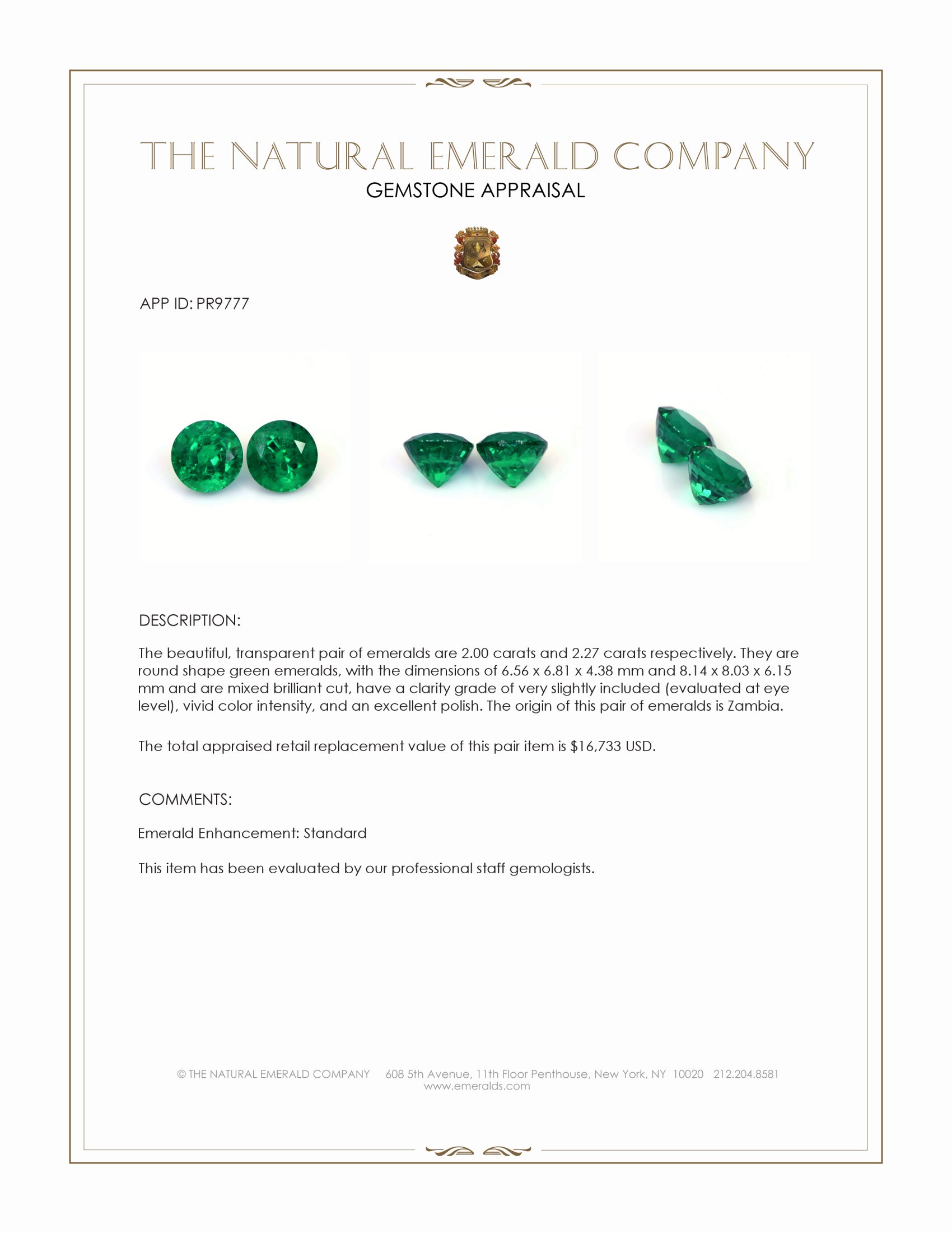 4.27 Ct.Tw. Emerald Pair from Zambia