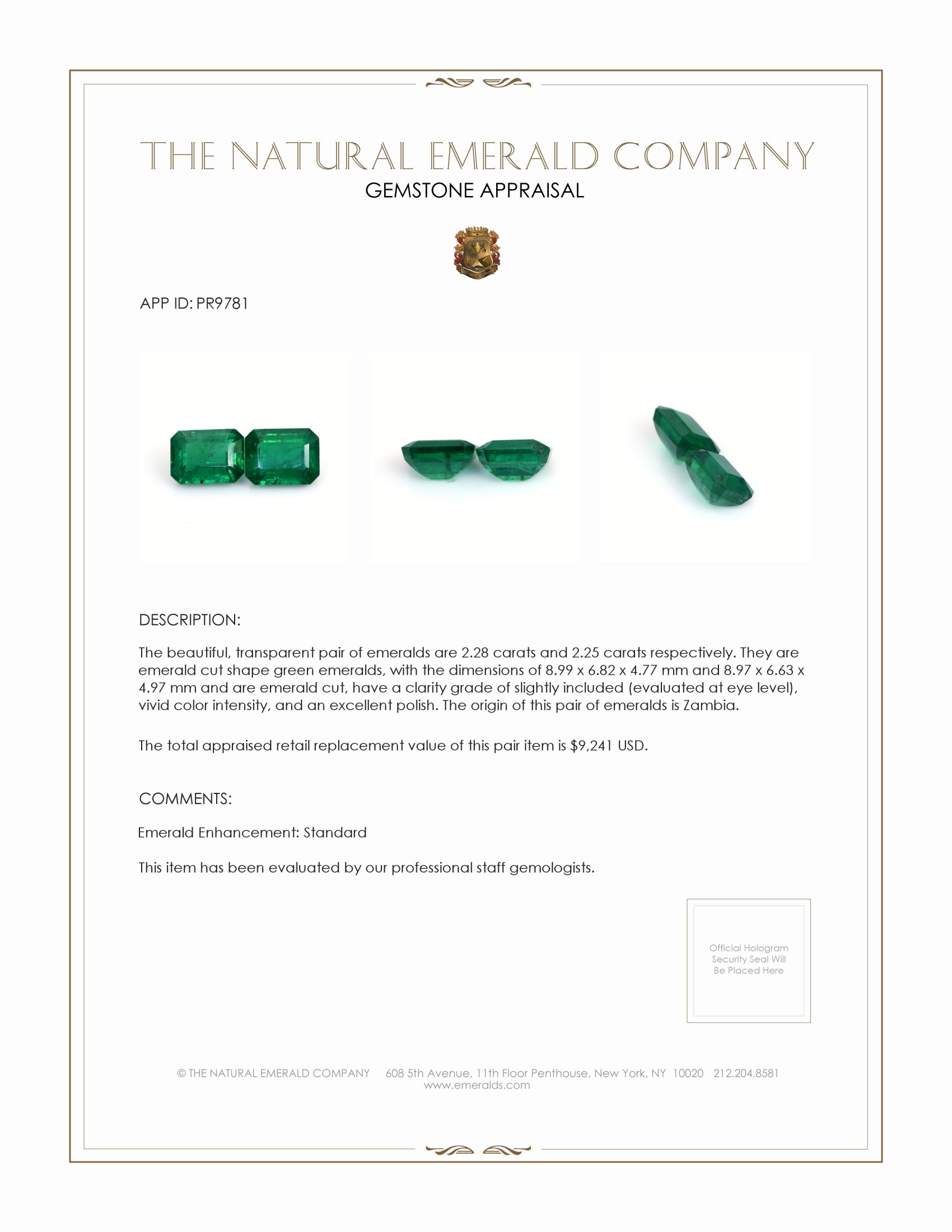 4.53 Ct.Tw. Emerald Pair from Zambia