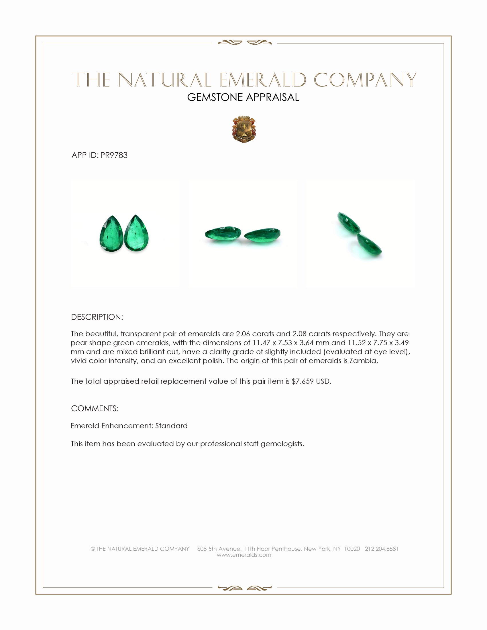 4.14 Ct.Tw. Emerald Pair from Zambia