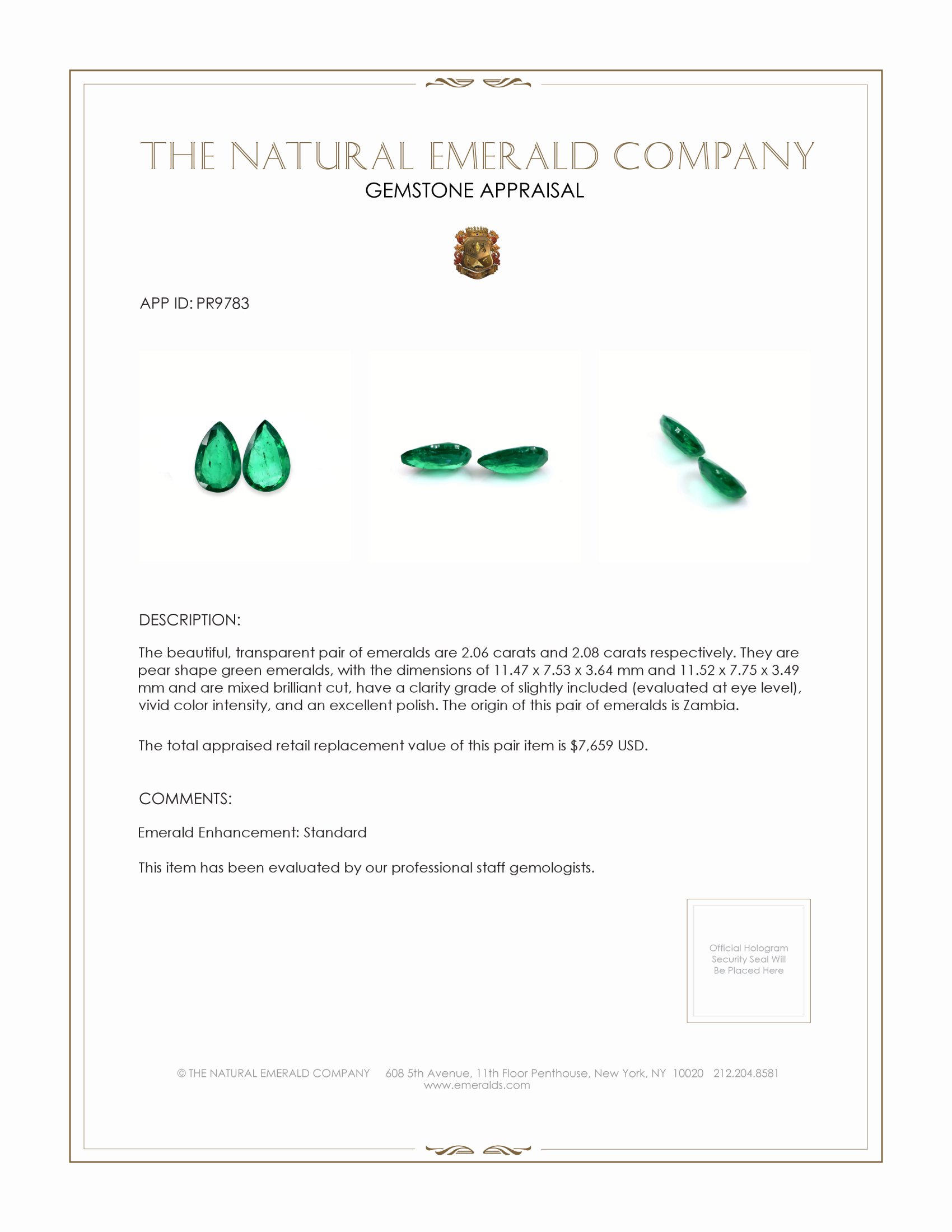 4.14 Ct.Tw. Emerald Pair from Zambia