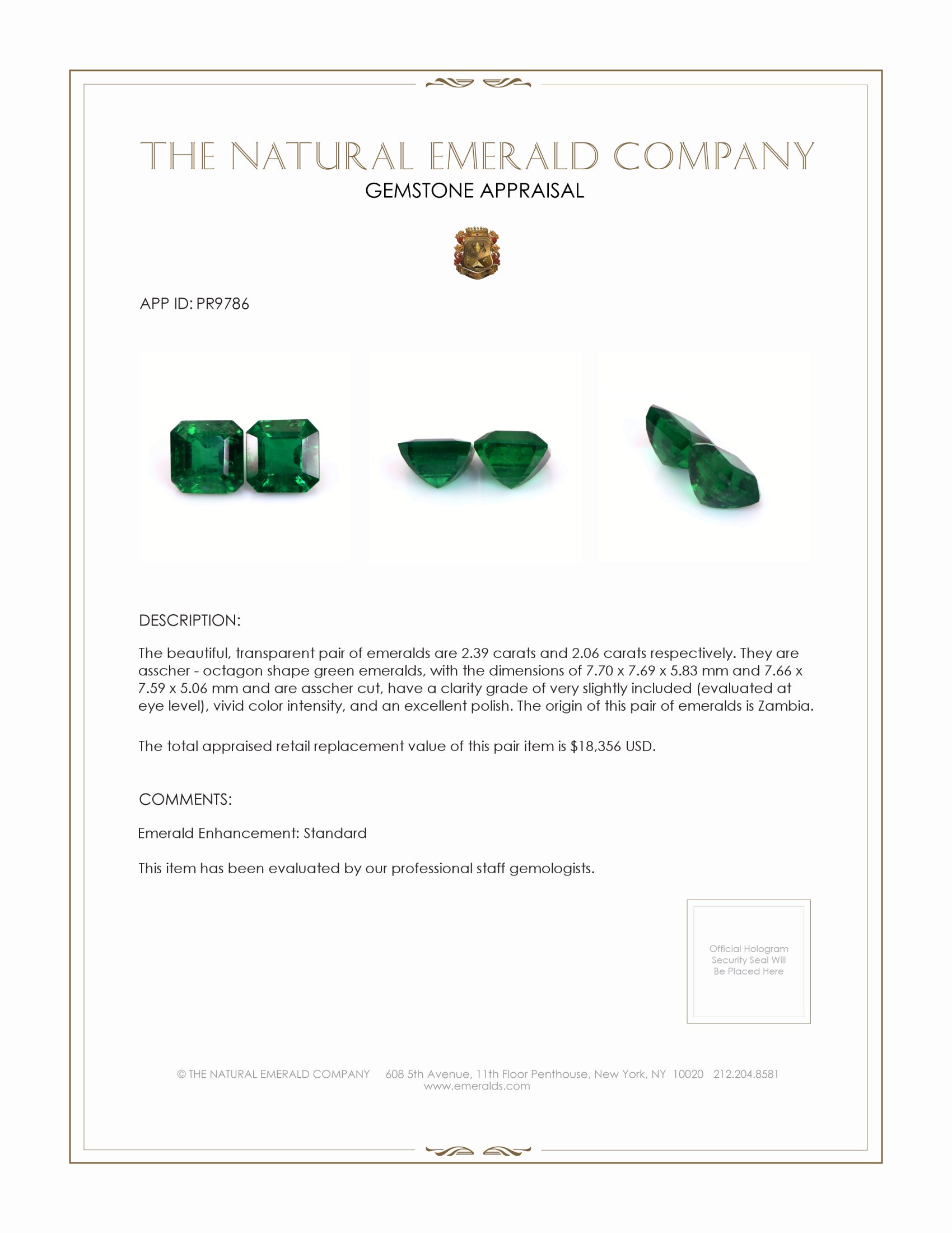 4.45 Ct.Tw. Emerald Pair from Zambia