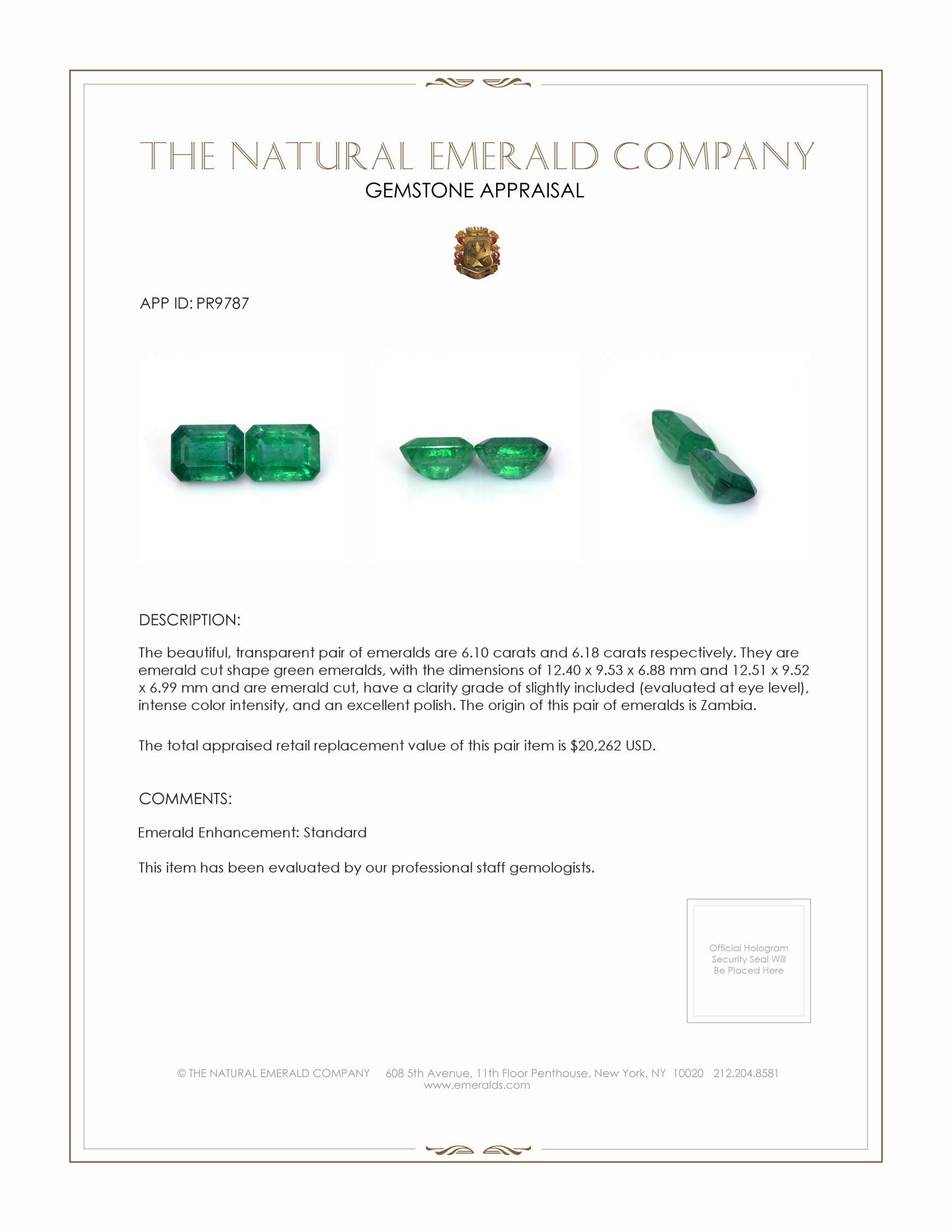 12.28 Ct.Tw. Emerald Pair from Zambia