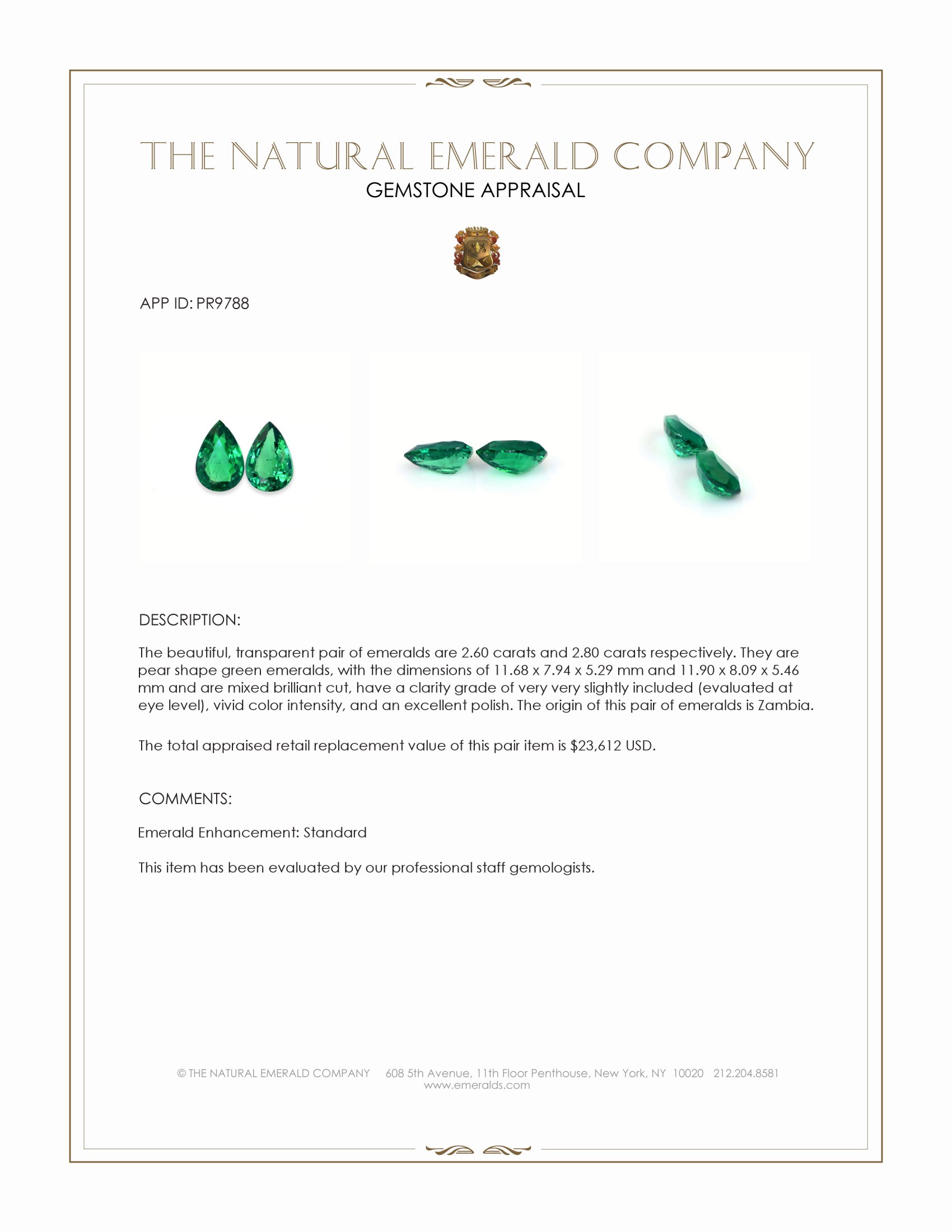 5.40 Ct.Tw. Emerald Pair from Zambia