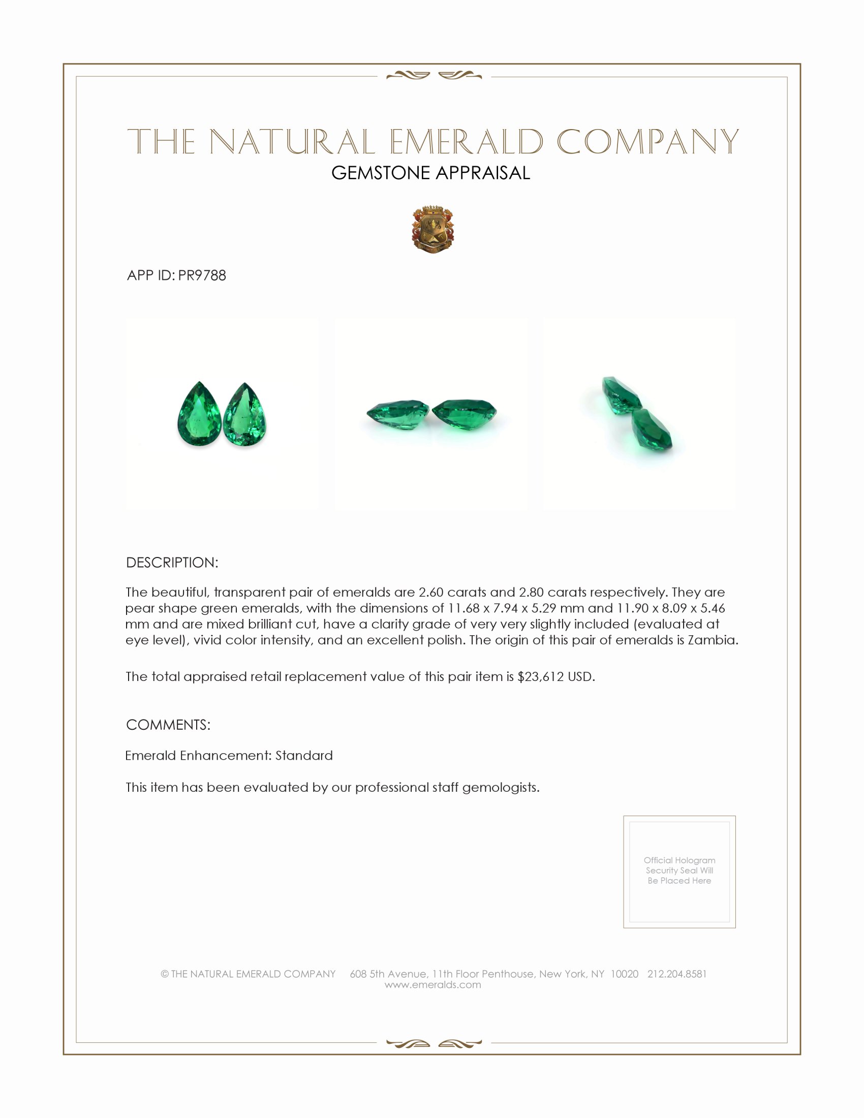 5.40 Ct.Tw. Emerald Pair from Zambia