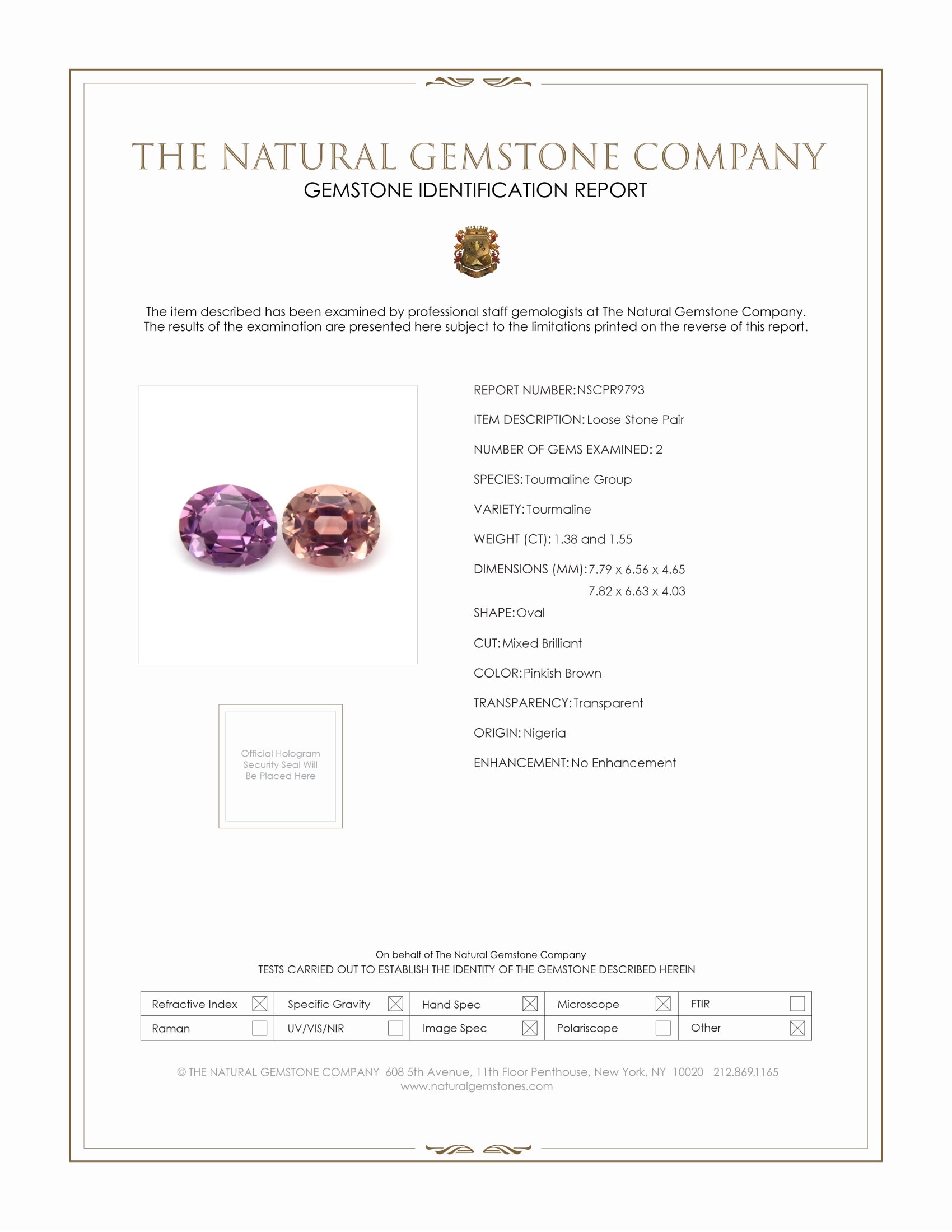 2.93 Ct.Tw. Pink Tourmaline Pair from Nigeria