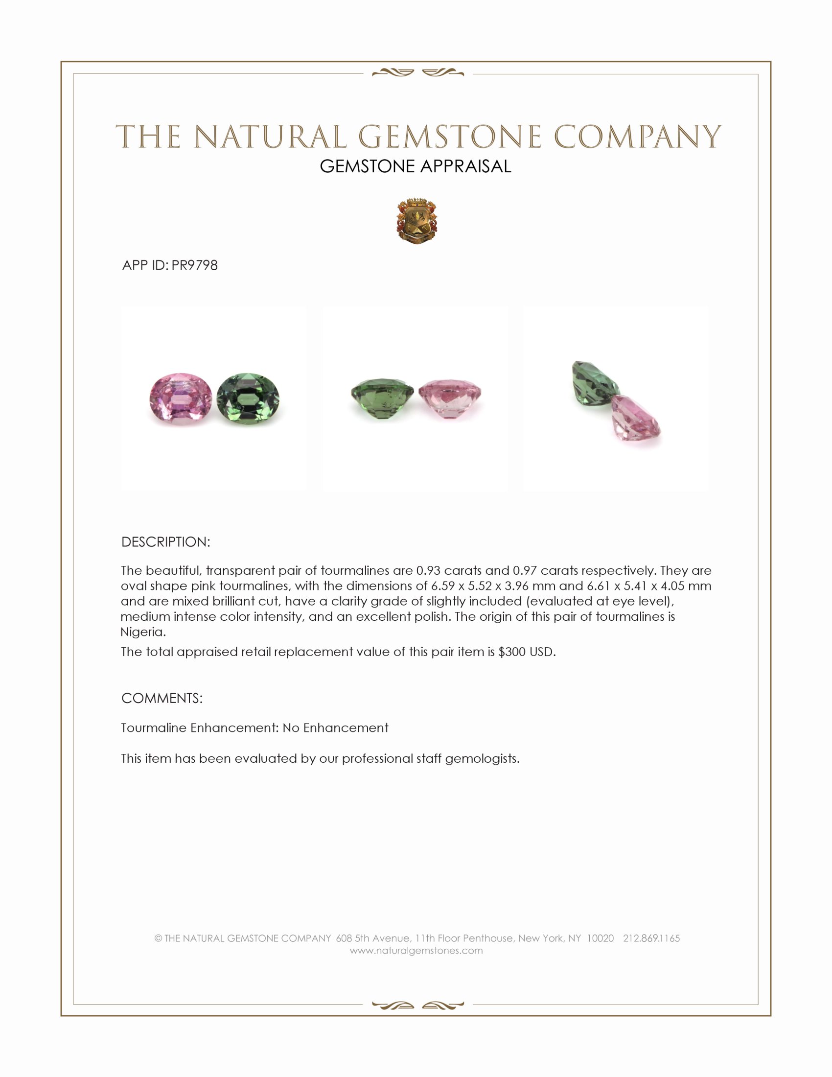 1.90 Ct.Tw. Pink Tourmaline Pair from Nigeria