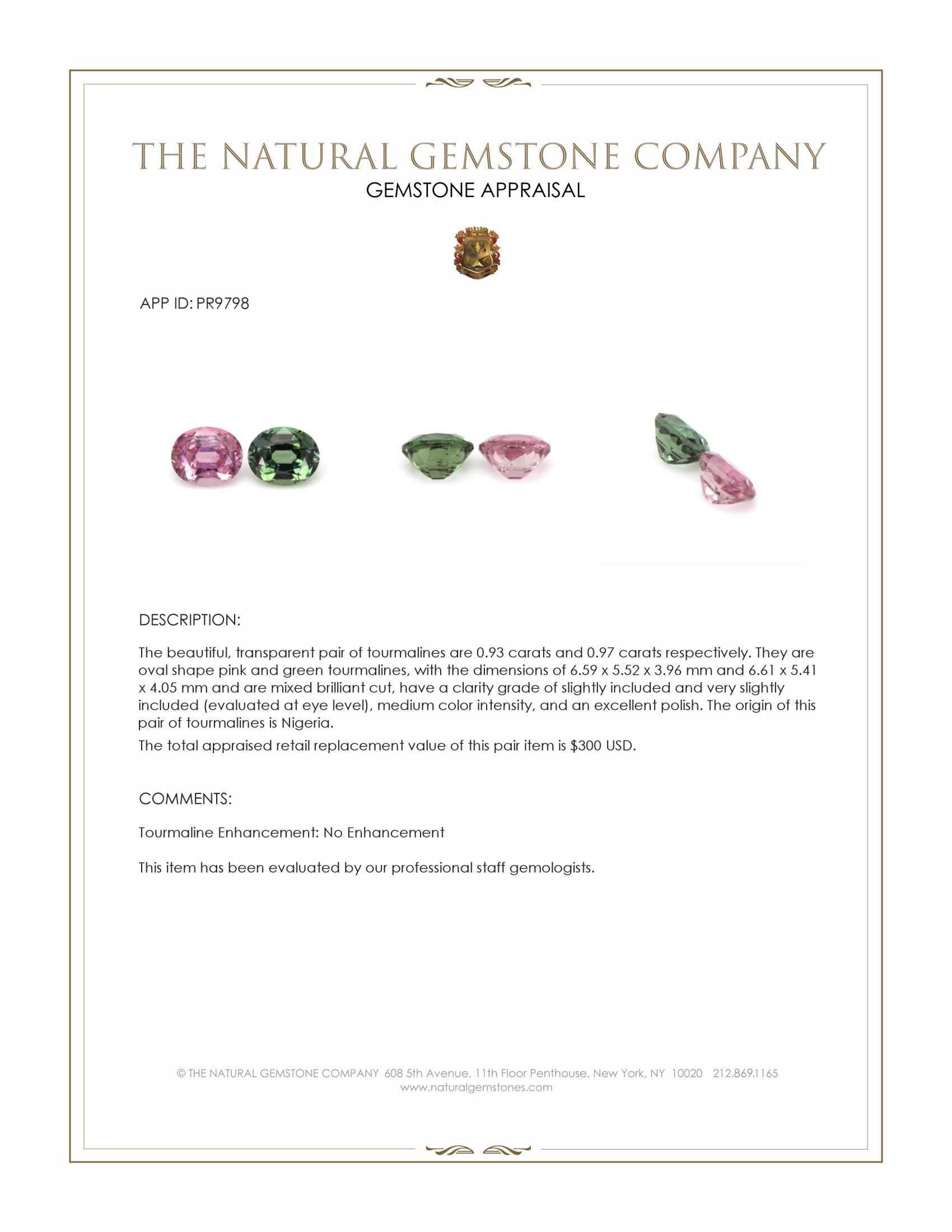 1.90 Ct.Tw. Tourmaline Pair from Nigeria