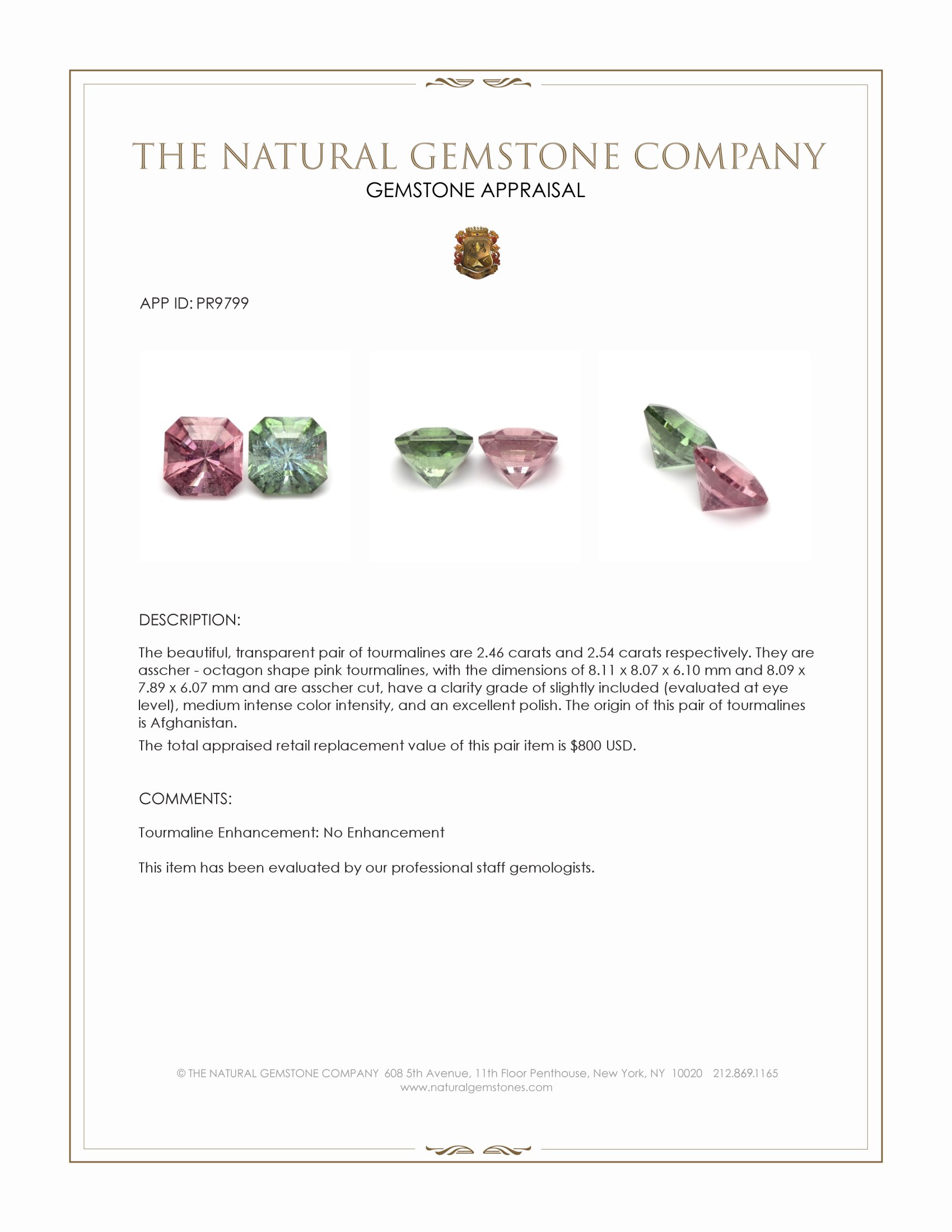 5.00 Ct.Tw. Pink Tourmaline Pair from Afghanistan