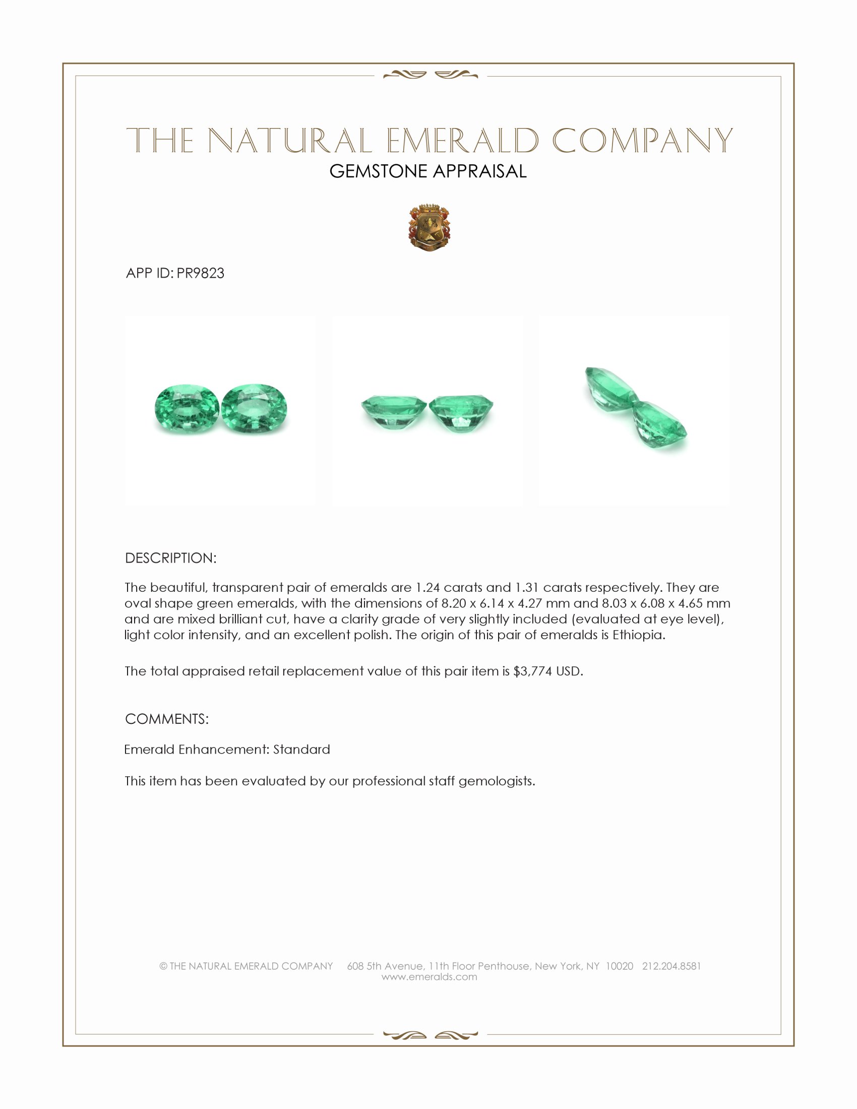 2.55 Ct.Tw. Emerald Pair from Ethiopia