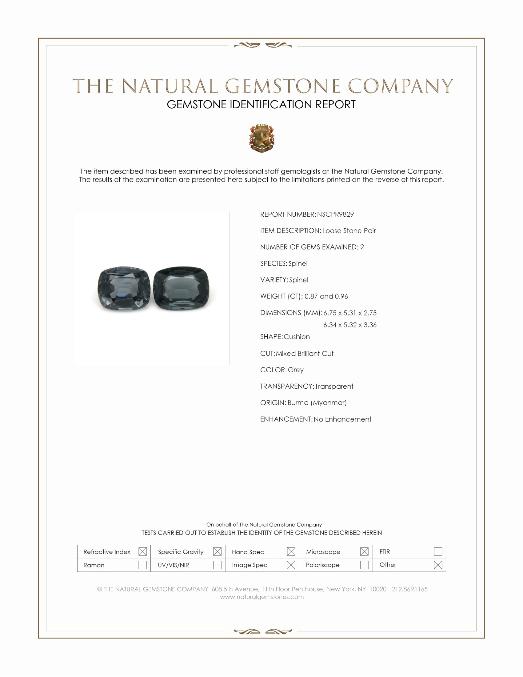 1.83 Ct.Tw. Grey Spinel Pair from Burma (Myanmar)