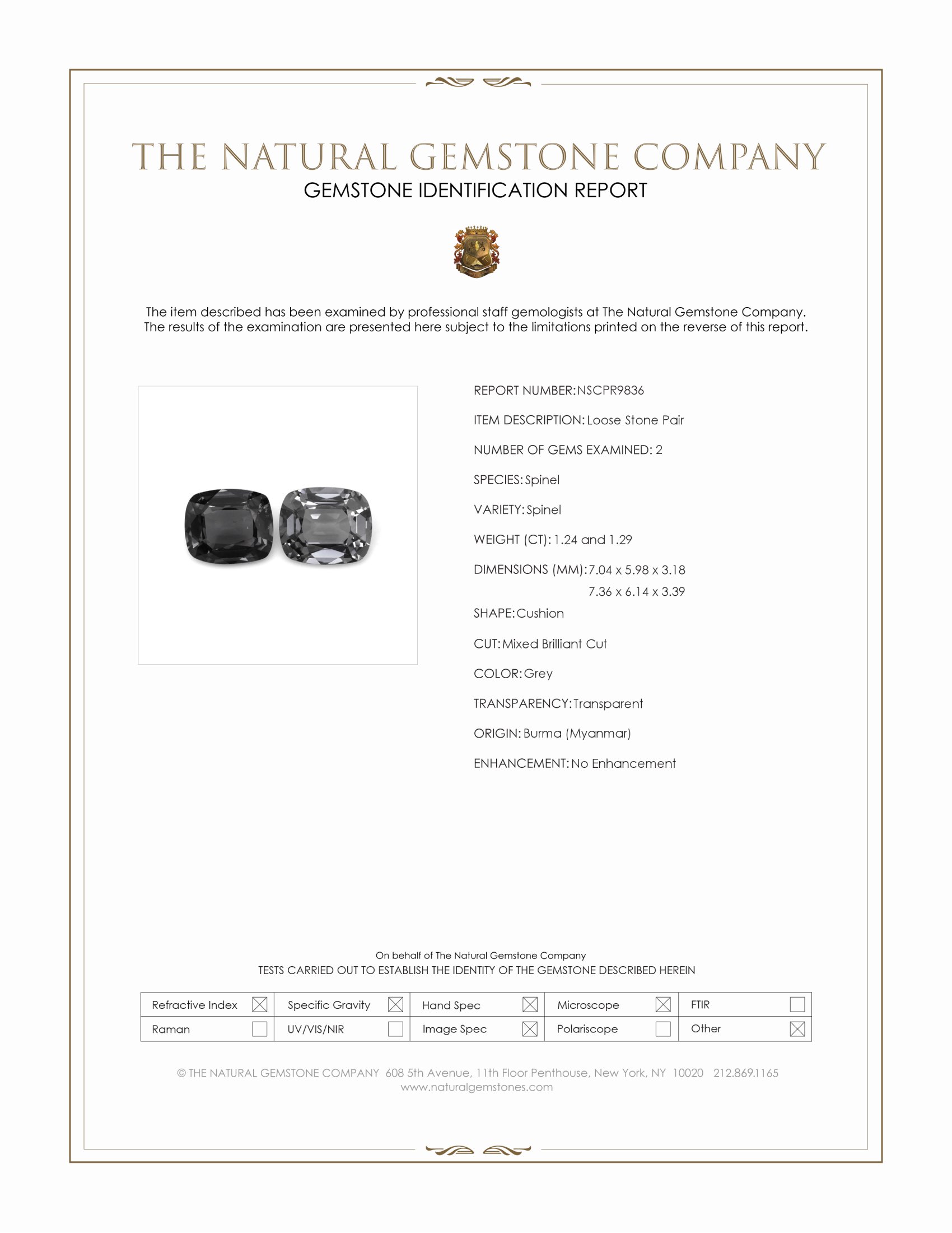 2.53 Ct.Tw. Grey Spinel Pair from Burma (Myanmar)