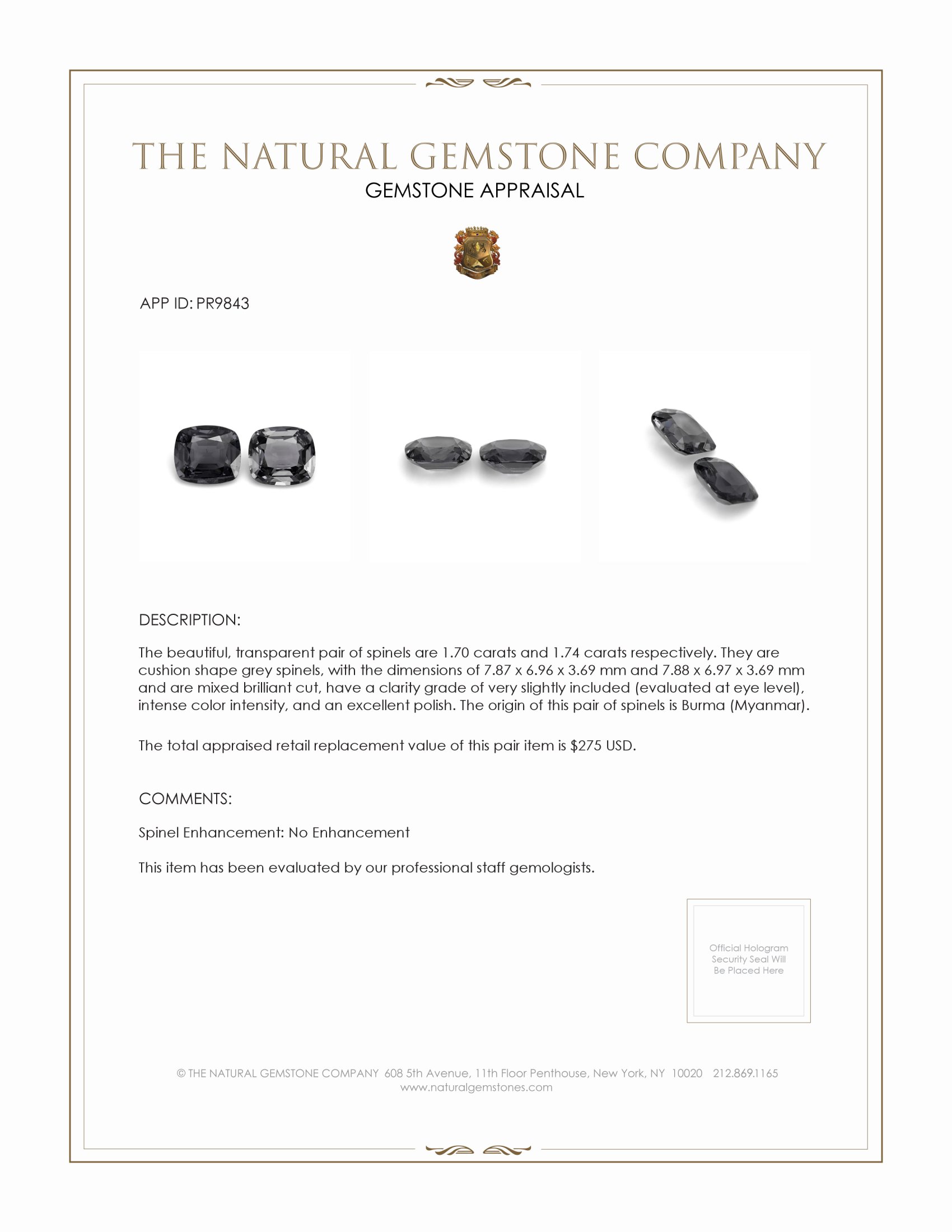 3.44 Ct.Tw. Spinel Pair from Burma (Myanmar)