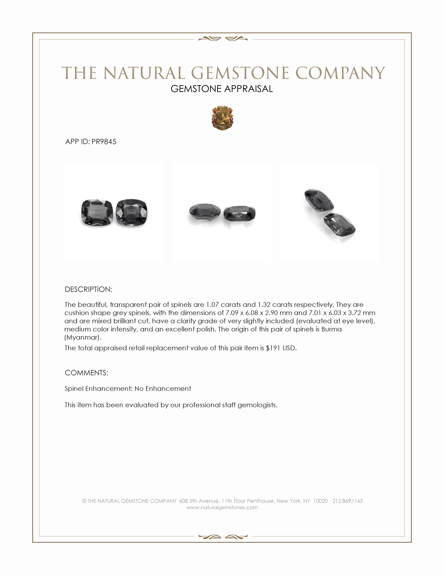 2.39 Ct.Tw. Spinel Pair from Burma (Myanmar)