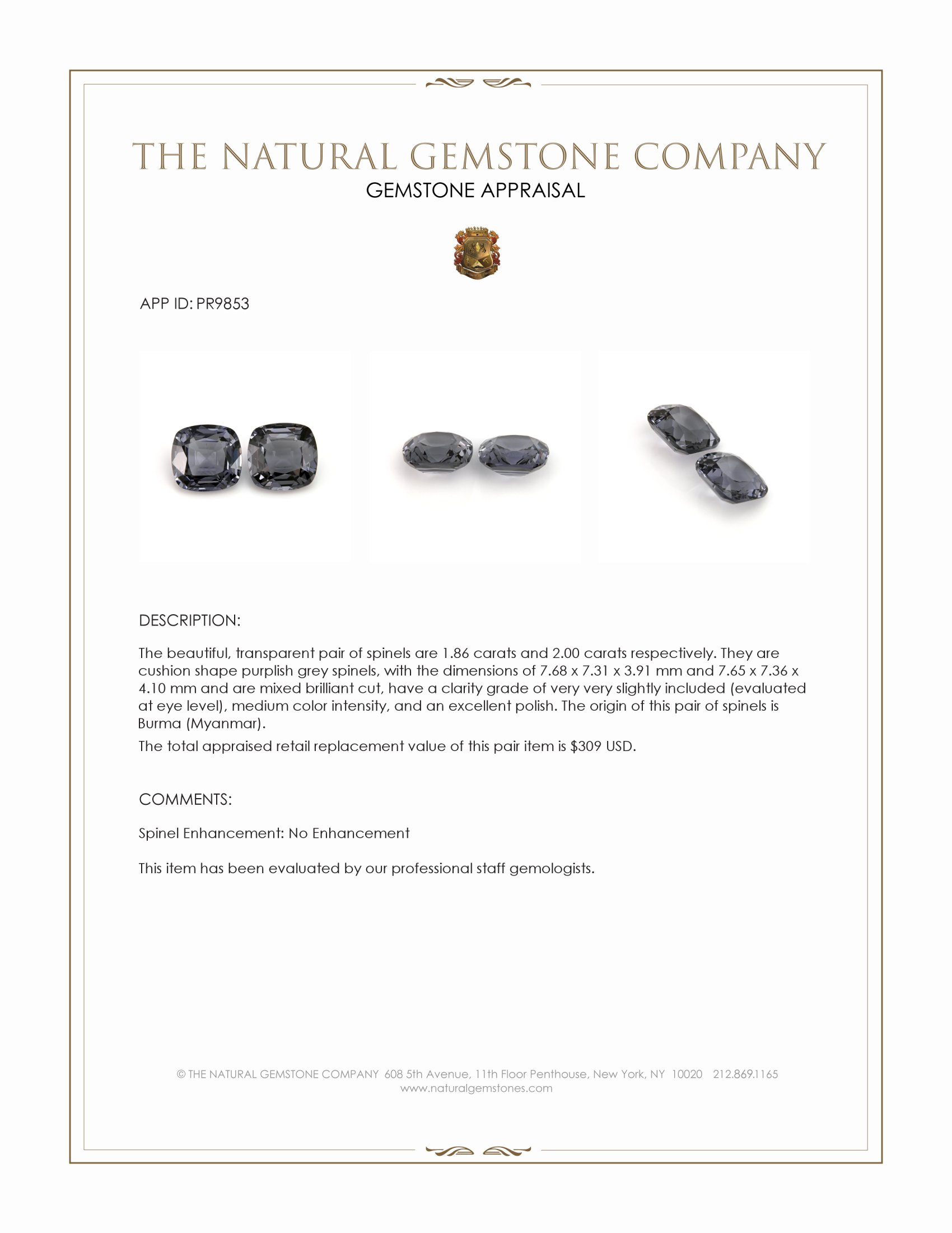 3.86 Ct.Tw. Spinel Pair from Burma (Myanmar)