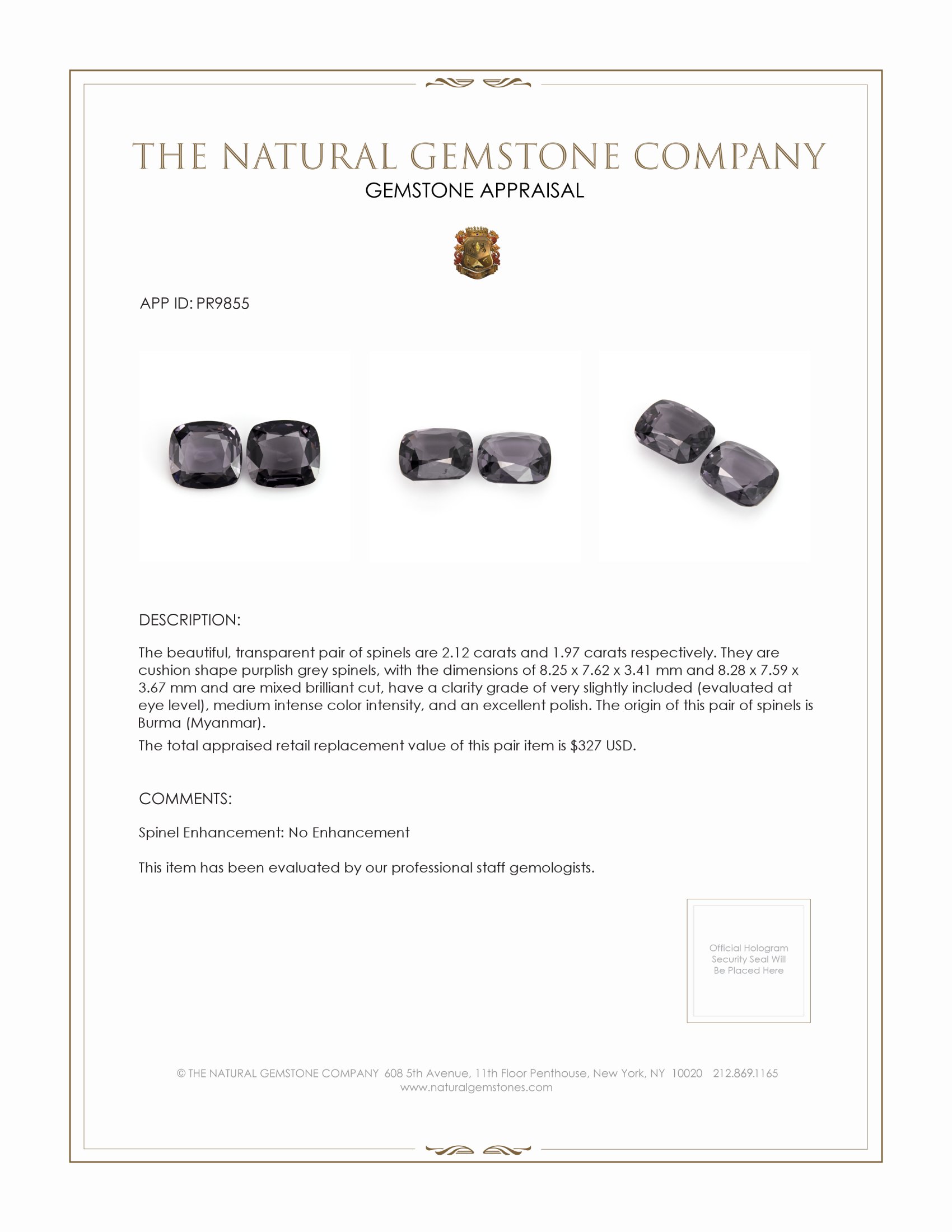 4.09 Ct.Tw. Spinel Pair from Burma (Myanmar)