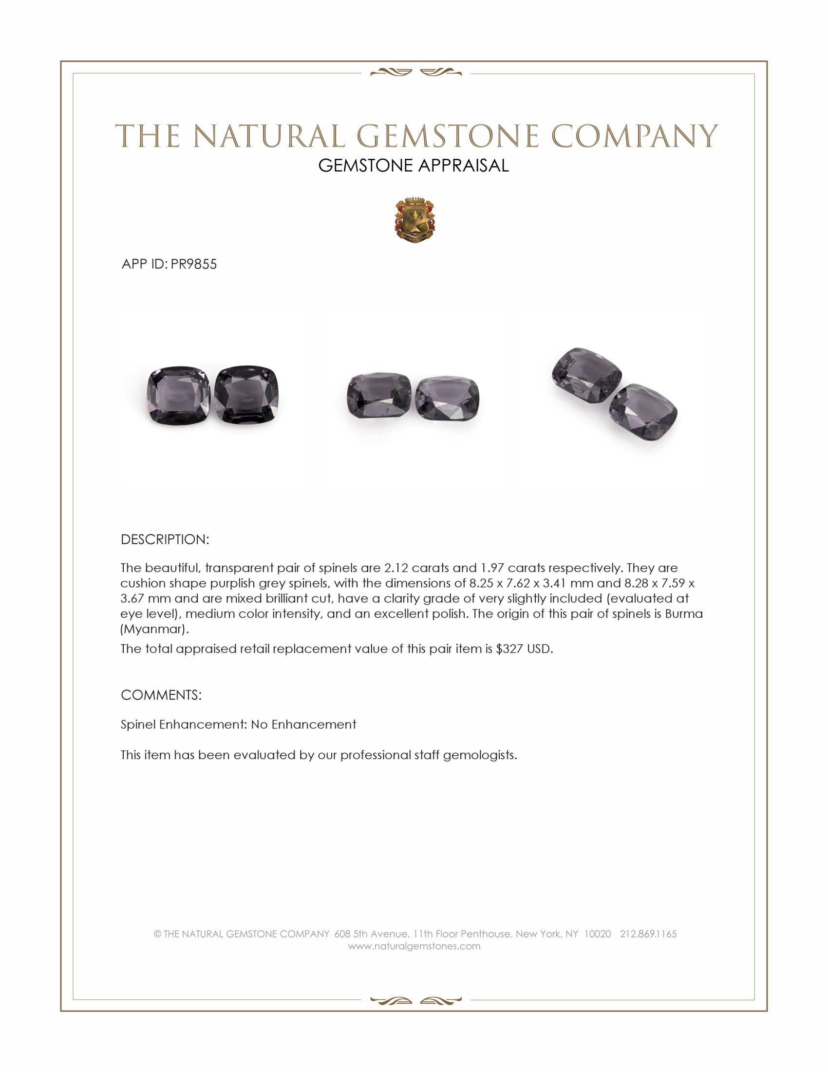 4.09 Ct.Tw. Spinel Pair from Burma (Myanmar)