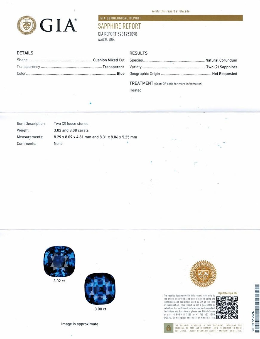 6.10 Ct.Tw. Blue Sapphire Pair from Ceylon (Sri Lanka)