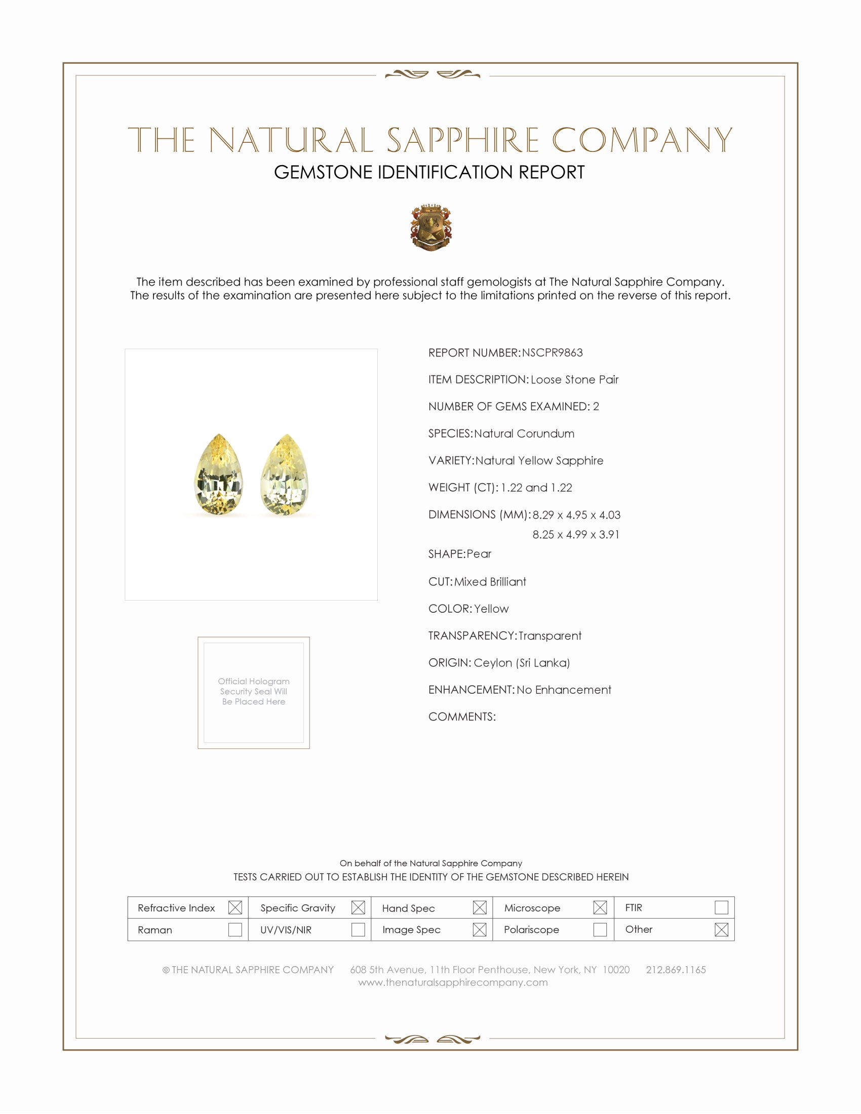 2.44 Ct.Tw. Yellow Sapphire Pair from Ceylon (Sri Lanka)