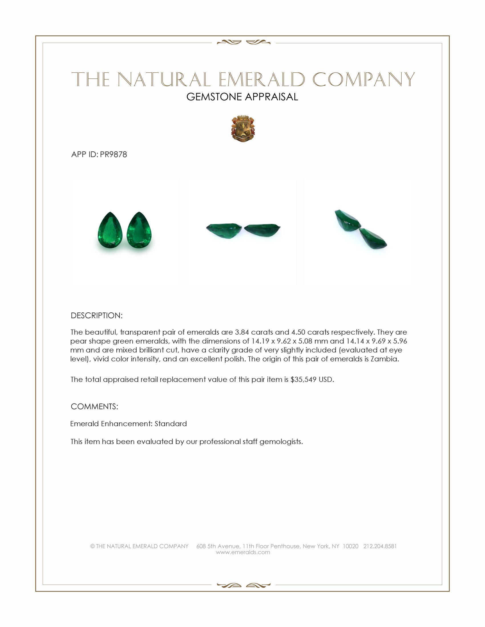 8.34 Ct.Tw. Emerald Pair from Zambia
