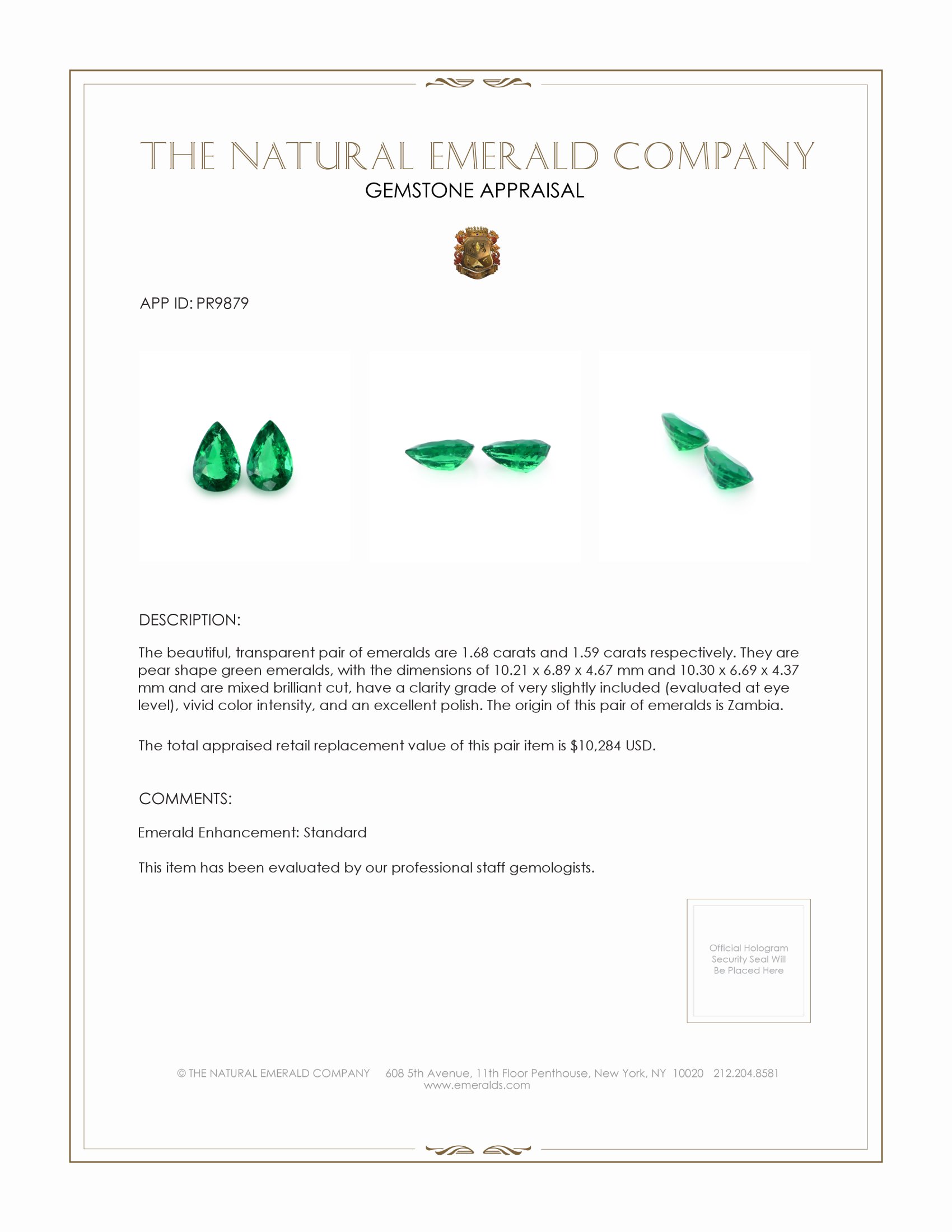 3.27 Ct.Tw. Emerald Pair from Zambia