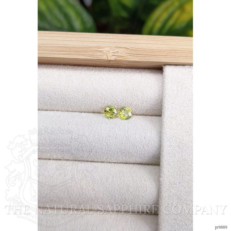 0.74 Ct.Tw. Greenish Yellow Sapphire Pair from Ceylon (Sri Lanka)