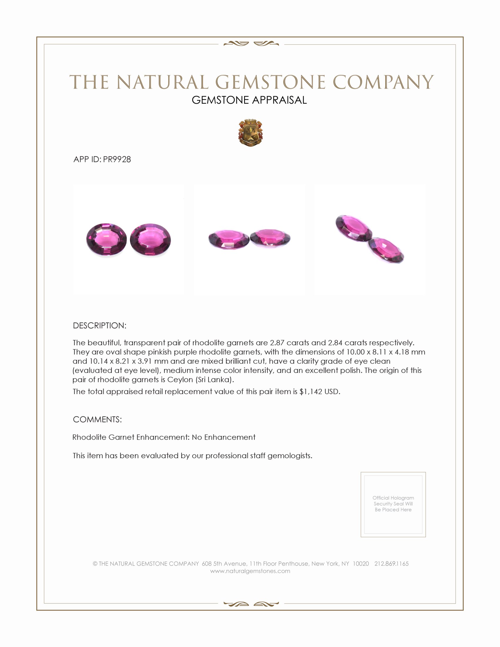 5.71 Ct.Tw. Rhodolite Garnet Pair from Ceylon (Sri Lanka)