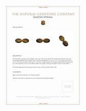 15.54 Ct.Tw.Total Carat Weight Cabochon Tiger's Eye Pair from South Africa Appraisal