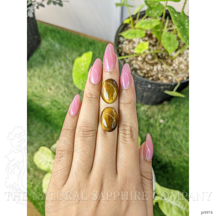 15.54 Ct.Tw. Cabochon Tiger's Eye Pair from South Africa