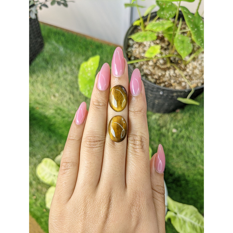 15.54 Ct.Tw. Cabochon Tiger's Eye Pair from South Africa