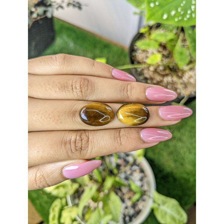 15.54 Ct.Tw. Cabochon Tiger's Eye Pair from South Africa