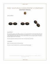 21.34 Ct.Tw.Total Carat Weight Cabochon Tiger's Eye Pair from South Africa Appraisal