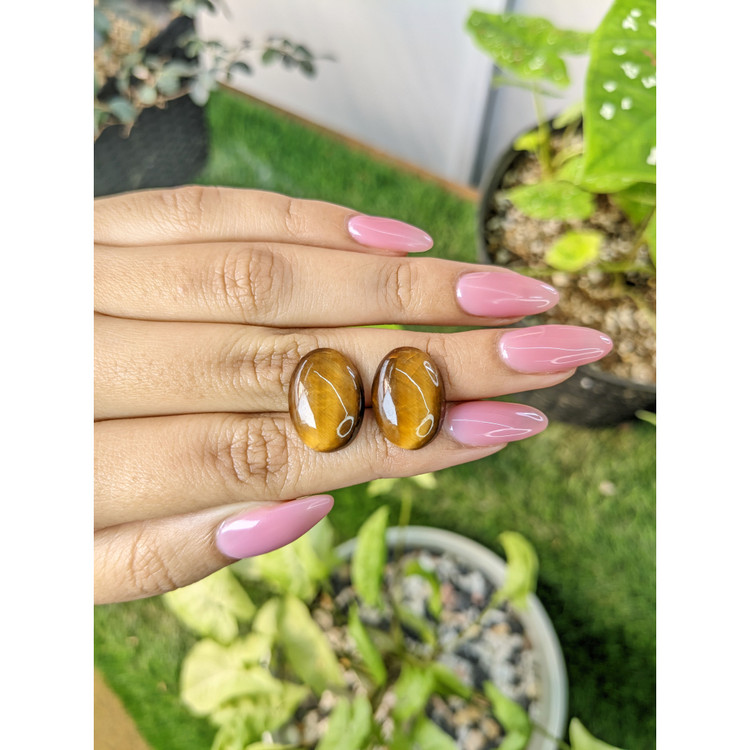 15.20 Ct.Tw. Cabochon Tiger's Eye Pair from South Africa